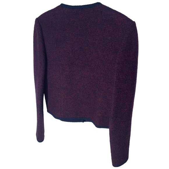 Vintage Jos A. Bank Womens 100% Wool Cardigan Coat Size 10 Wine Purple Snap - Picture 2 of 7